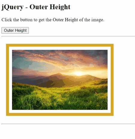 Example 1: jQuery outerHeight() Method