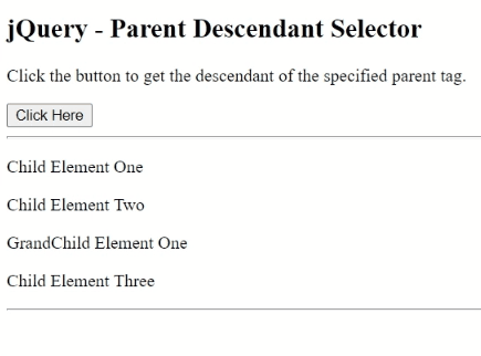 Example 1: jQuery parent descendant Selector