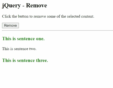 Example 2: jQuery remove() Method