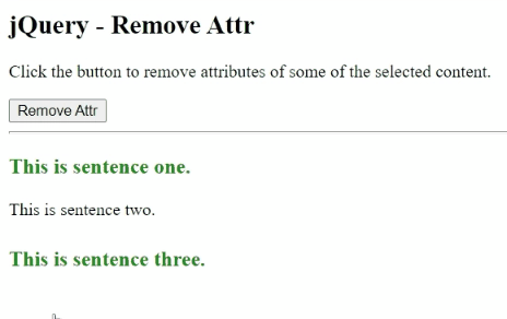 Example 1: jQuery removeAttr() Method