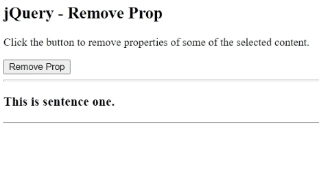Example 1: jQuery removeProp() Method