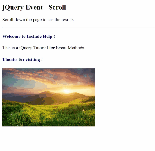 Example 1: jQuery scroll() Method