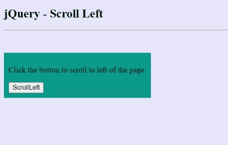 Example 1: jQuery scrollLeft() Method