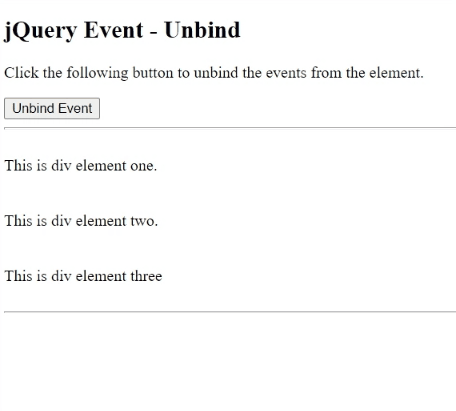 Example 1: jQuery unbind() Method