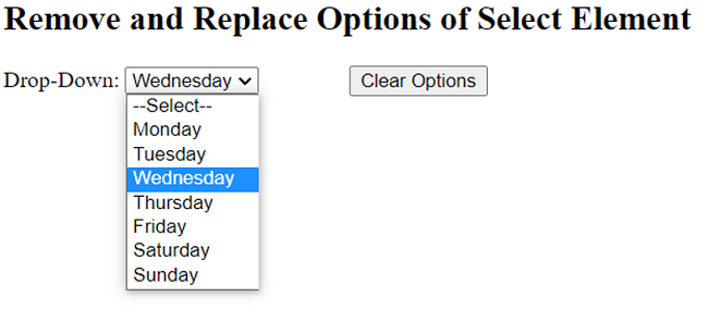 Example 1: Remove all the options of a select box (1)