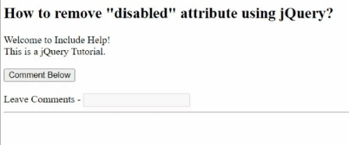 Example (1) | remove disabled attribute