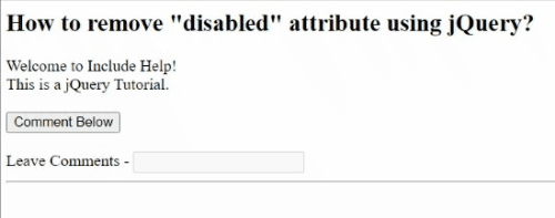 Example (2) | remove disabled attribute