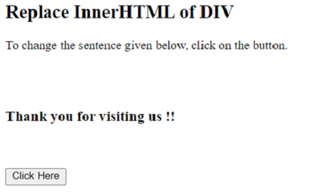 Example 2: Replace innerHTML of a div