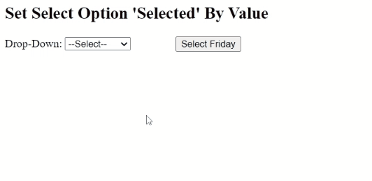Example: Set select option 'selected', by value
