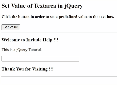 Example: Set Value of TextArea in jQuery