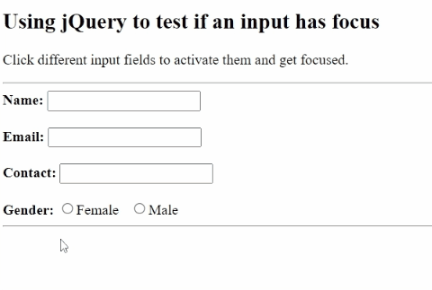 Example 1: Test if an input has focus