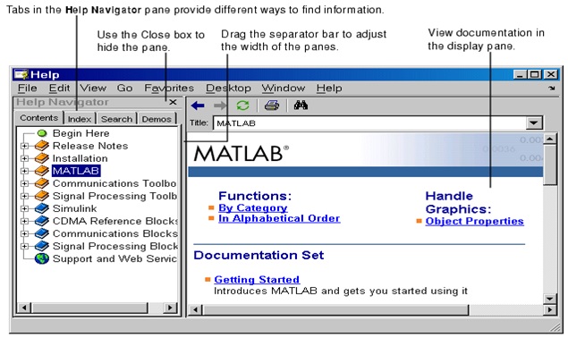 matlab window desktop environment | Help window