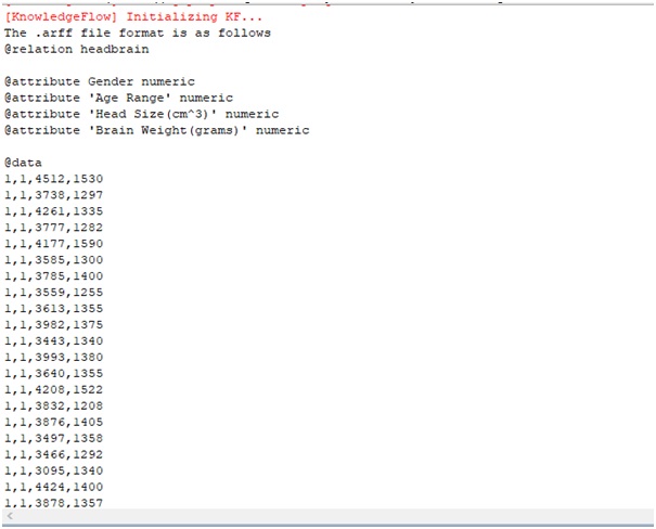Attribute relation file format output