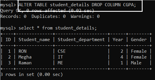 Mysql Alter Table Statement