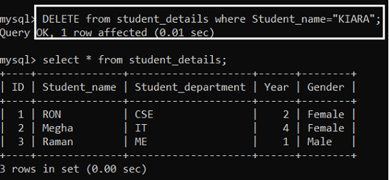 DELETE Statement (Step 3)