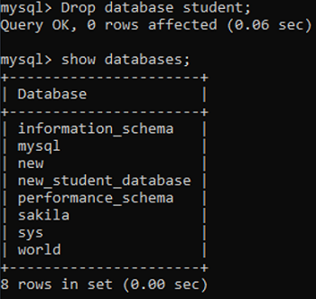 DROP DATABASE Statement (Step 2)