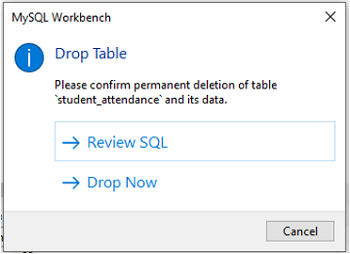 DROP TABLE Statement (Step 5)