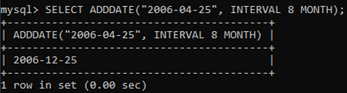 Example 2: MySQL ADDDATE() Function