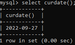 Example 1: MySQL CURDATE() Function