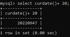 Example 2: MySQL CURDATE() Function