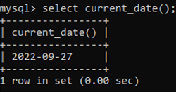 Example 1: MySQL CURRENT_DATE() Function