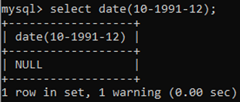 Example 2: MySQL DATE() Function