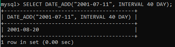 Example 1: MySQL DATE_ADD() Function