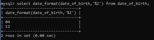 MySQL DATE_FORMAT() Example 10