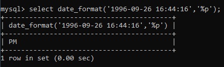MySQL DATE_FORMAT() Example 16