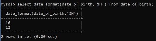 MySQL DATE_FORMAT() Example 9