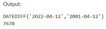 Example 1: MySQL DATEDIFF() Function