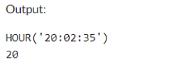 Example 3: MySQL HOUR() Function