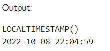 Example 1: MySQL LOCALTIMESTAMP() Function