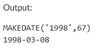 Example 1: MySQL MAKEDATE() Function