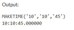 Example 2: MySQL MAKETIME() Function