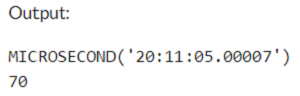 Example 1: MySQL MICROSECOND() Function