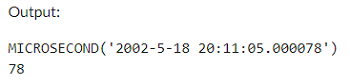 Example 2: MySQL MICROSECOND() Function