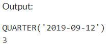 Example 1: MySQL QUARTER() Function