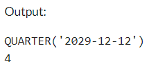 Example 2: MySQL QUARTER() Function