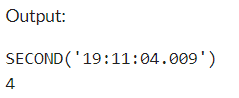 Example 2: MySQL SECOND() Function