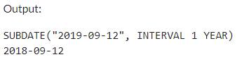 Example 1: MySQL SUBDATE() Function