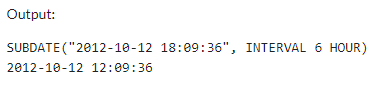 Example 3: MySQL SUBDATE() Function