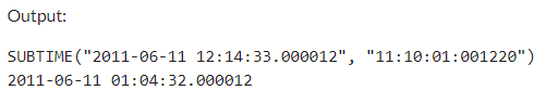Example 2: MySQL SUBTIME() Function