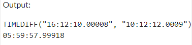 Example 3: MySQL TIMEDIFF() Function