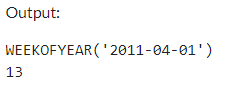 Example 1: MySQL WEEKOFYEAR() Function