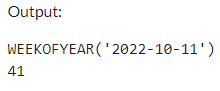 Example 2: MySQL WEEKOFYEAR() Function