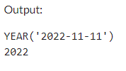 Example 1: MySQL YEAR() Function