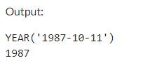 Example 2: MySQL YEAR() Function