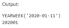 Example 2: MySQL YEARWEEK() Function