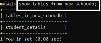 SHOW TABLES Statement (Step 2)